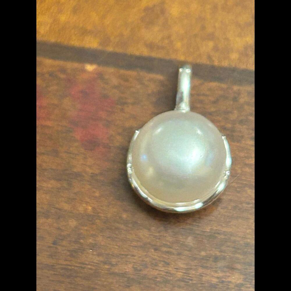 Silver plated pendant faux Perl h27 1.95g